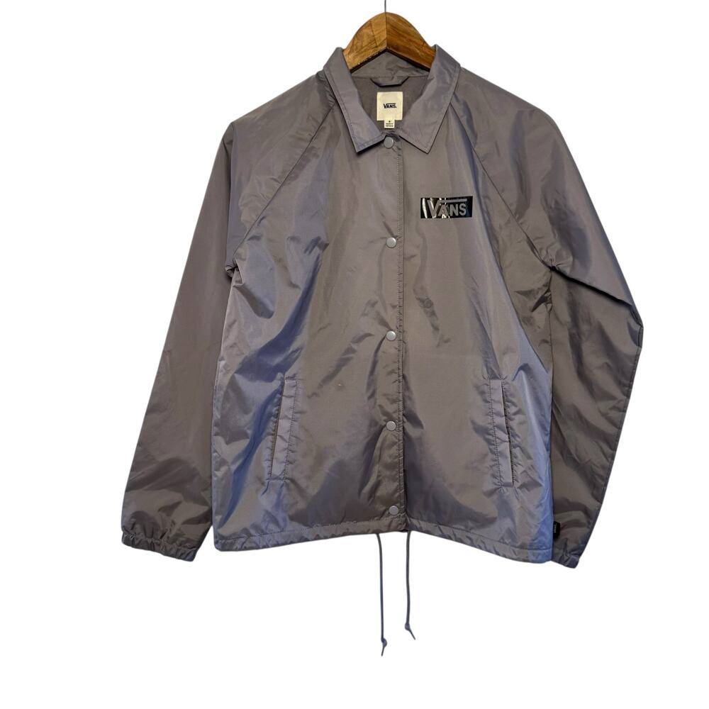 Vans Off The Wall Gray Snap Up Coaches Jacket Windbreaker Size Small